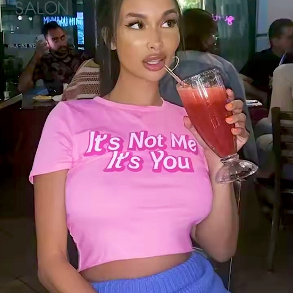 Pink It’s Not Me, It’s You cropped t-shirt